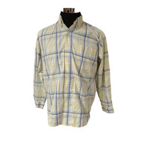 Roper Mens Medium Yellow Blue Stripe Long Sleeve Button Up Western Shirt